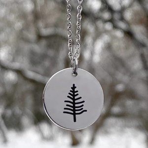 Pine Tree Dime Necklace - Silver